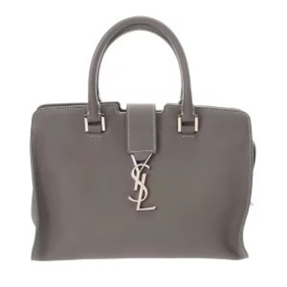 Saint Laurent Baby Cabas Bag Gray Smooth Calfskin Handbag